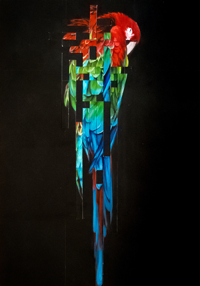 Peinture de perroquet &agrave; l'acrylique d&eacute;coup&eacute;